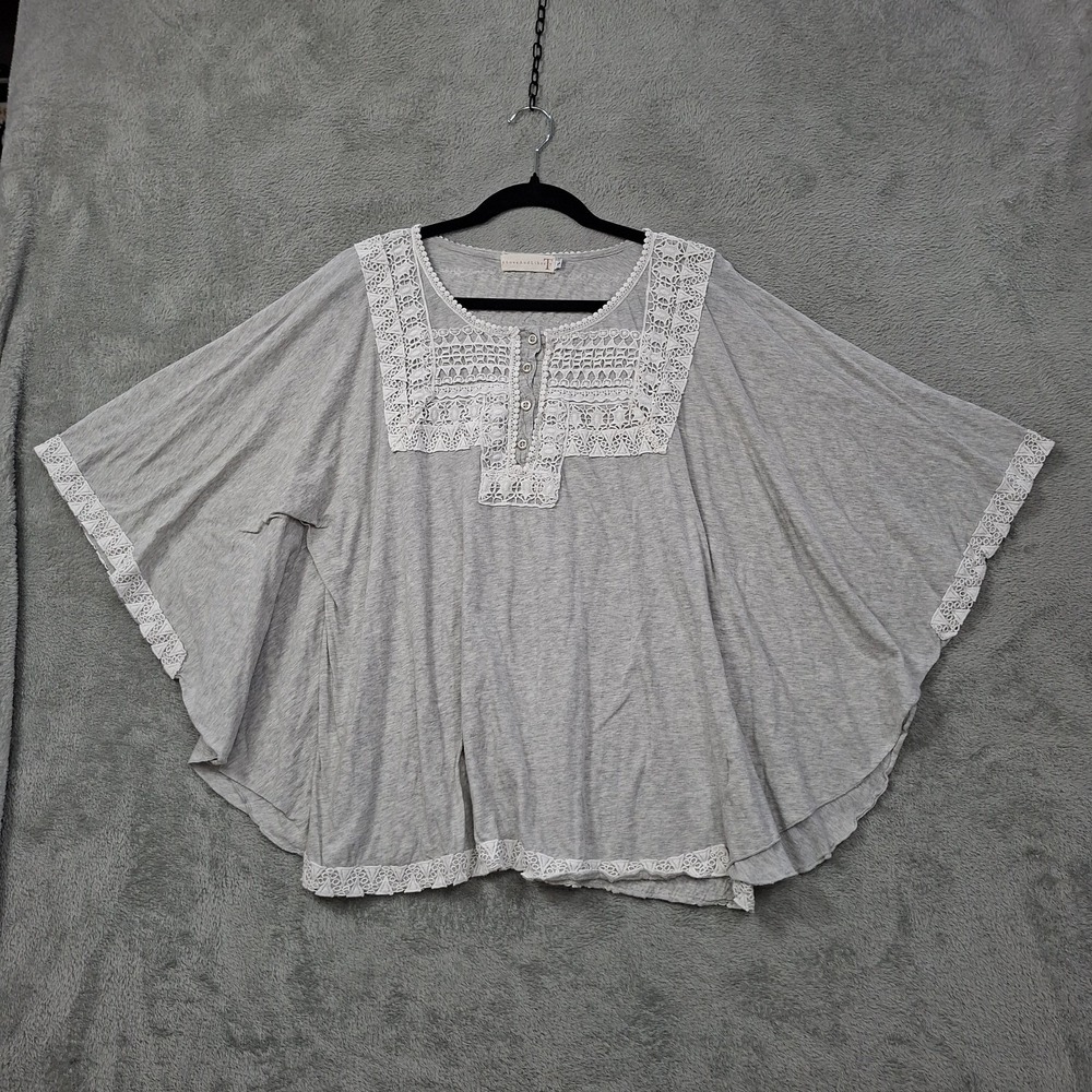4 Love And Liberty Johnny Was Poncho Top Small Gray Knit Lace Coastal Cowgirl S